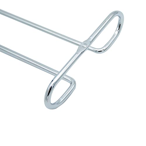 10 Inch Wine Glass Rack Under Cabinet Shelf Stemware Storage Hanging Hanger Organizer Glasses Holder with Drying Under Counter Metal for Kitchen and Bar Set of 2 Silver (2 Count)