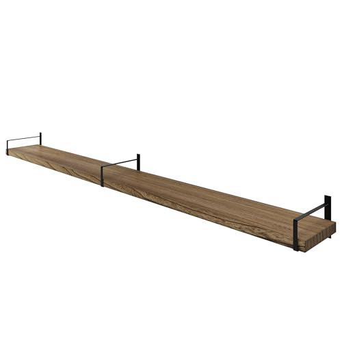 Toledo 84 inch Floating Shelf with Heavy Duty Bookend Brackets