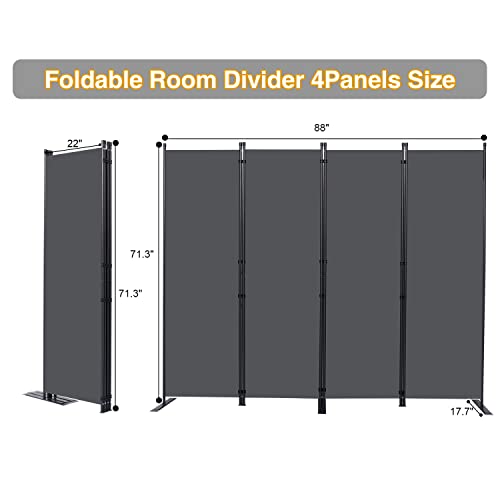 Room Divider 4 Panel Folding Privacy Screens with Wider Feet
