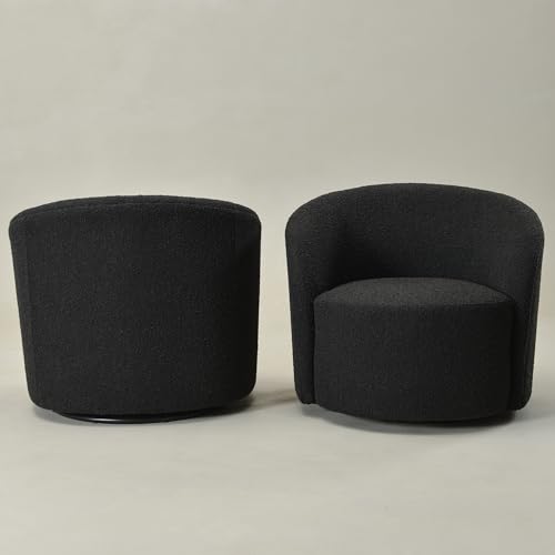 68" Boucle Loveseat Couch with 2 Swivel Barrel Chairs (3 Count)