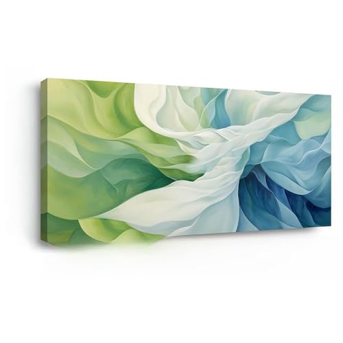 Abstract Lines Wall Art for Living Room Canvas Prints Aqua Turquoise Blue Green Artwork Paintings Decor Bedroom Office Girl Woman
