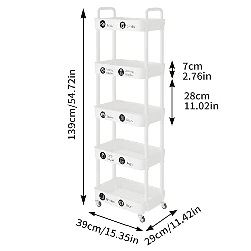 5 Tier Rolling Cart with Wheels (5 Count)