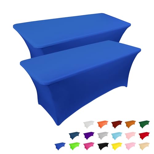 2 Pack 4FT Table Cloth for Rectangular Spandex Royal Blue Cover (2 Count)
