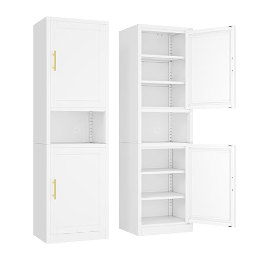 Tall Narrow Storage Cabinet 66.93" H Tall Bathroom Cabinet Metal Pantry Cabinets