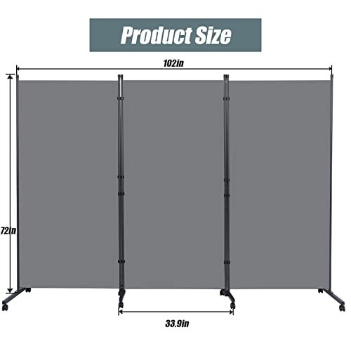 Room Divider 102'' Wide Folding Privacy Screen