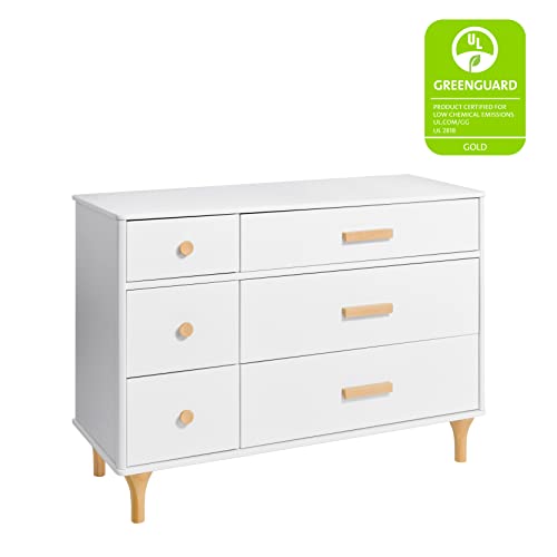 Lolly 6 Drawer Assembled Double Dresser in White and Natural