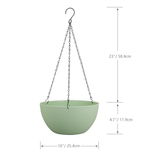 10 inch Hanging Planters for Outdoor Indoor Plants with Drainage Holes and Chain (2 Count)