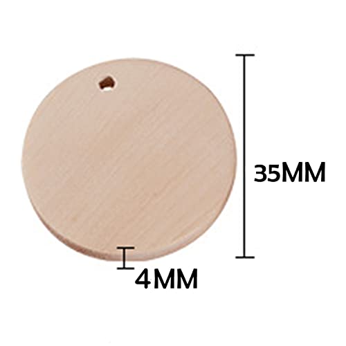 100Pcs Round Wood Circles with Keychain
