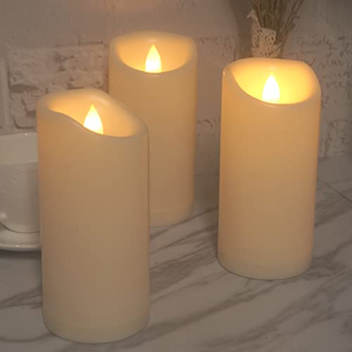 Outdoor Battery Operated Flameless LED Pillar Candles w (3 Count)