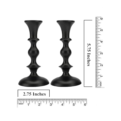 Black Candle Holders Set of 2 Decorative Centerpiece Table Candlesticks Holders for Taper Candles Home Decor Easter Candle Holders for Dinner Party Wedding Decorations