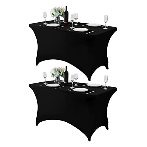 2Pack Spandex Table Cover for 4FT or 6ft or 9ft Table Universal Fitted Stretch Tablecloth for Party (2 Count)