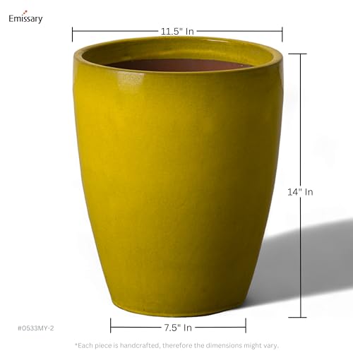 Bullet 11.5 in. Mustard Yellow Ceramic Round Planter