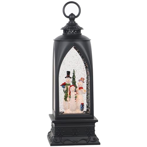 12” Christmas Snow Globe Lantern Snowman with Music & Timer