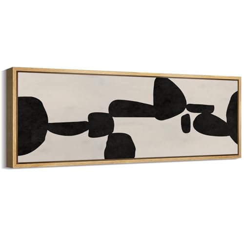 Large Framed Canvas Print Wall Art Modern Abstract Black and White Shapes Antique Retro Fine Art Illustrations Decorative Colorful for Bedroom