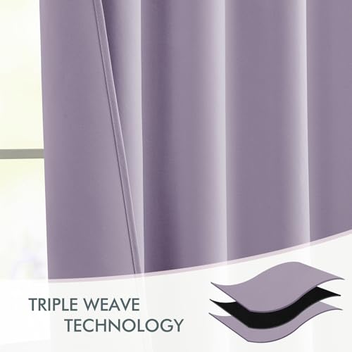 Lilac Back Tab Blackout Curtains 52x84 Inch Length 2 Panels Set (2 Count)