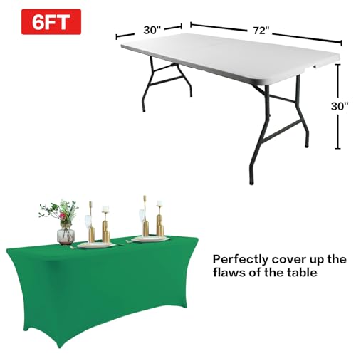 2 Pack 4FT Table Cloth for Rectangular Spandex Emerald Green Cover (2 Count)