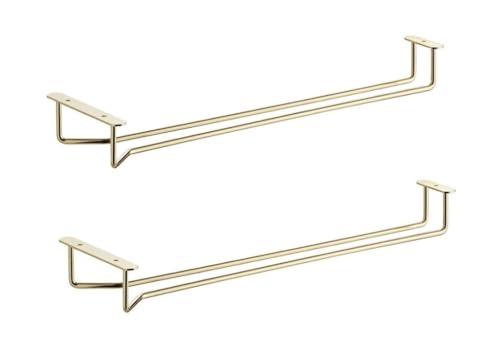 16" Glass Hanging Stemware Rack Brass Plated Set of 2 (2 Count)