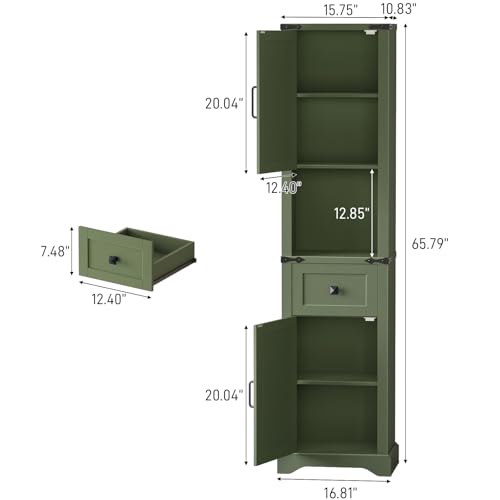 66" Tall Farmhouse Bathroom Storage Cabinet with Barn Doors