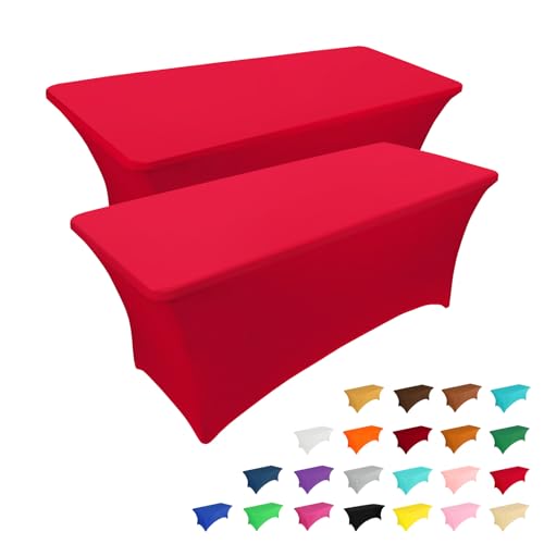 2 Pack 4FT Table Cloth for Rectangular Spandex Red Table Cover (2 Count)