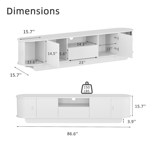 Fluted TV Stand and Coffee Table Set of 2 (2 Count)