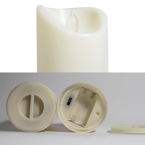 Waterproof Outdoor Battery Operated Flameless Candles with Auto Timer Flickering Plastic Resin Electric LED Pillar Lights for Lantern Patio Garden Wedding Party Decorations 3x5 Inches Ivory 2 Pack (2 Count)
