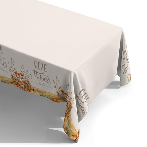 Fall Thanksgiving Tablecloth 4 Packs 54x108 Plastic Disposable Thanksgiving Table Cloth Rectangle Fall Tablecover for Holiday Dinner Party Decorations Outdoor Picnic & Baby Showers (4 Count)