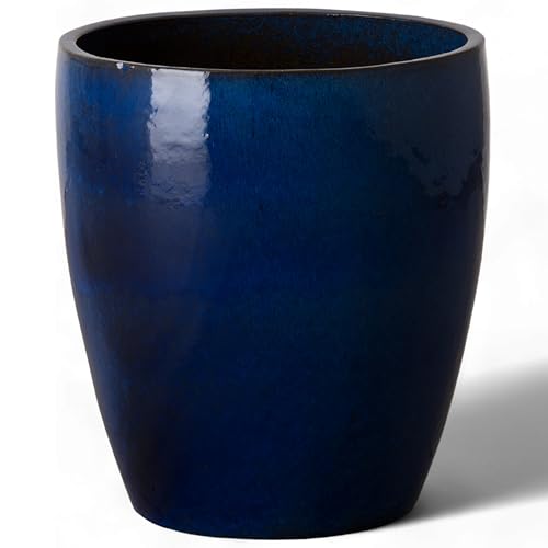 Bullet 18 in. Blue Ceramic Round Planter