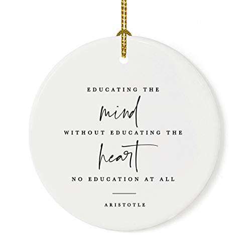 Round Ceramic Porcelain Christmas Tree Ornament for Teacher Thank You Appreciation Graduation Gift
