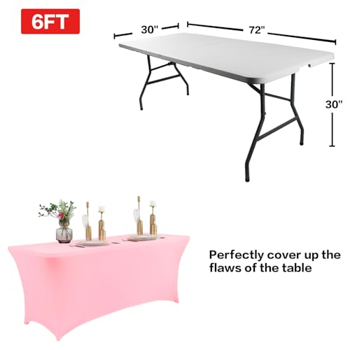 2 Pack 6FT Table Cloth for Rectangular Spandex Light Pink Cover (2 Count)