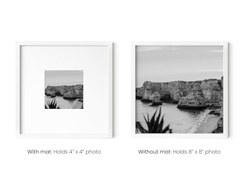 8x8 White Metal Frame Matted to 4x4