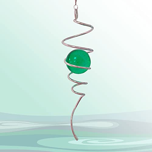Wind Spinner Tail Gazing Ball Spiral Decorative Wind Spinners Sun Catcher 11inch Tail and 2 inch Glass Orb. Indoor Outdoor Garden Decoration Wind Spinner Stabilizer