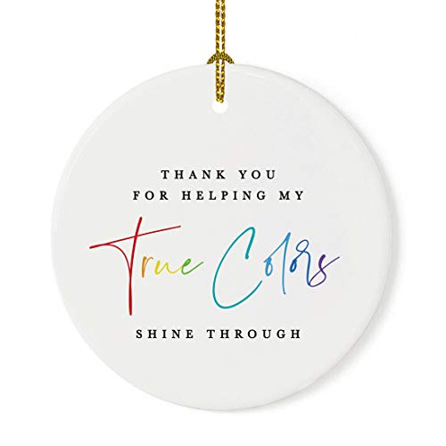 Round Ceramic Porcelain Christmas Tree Ornament for Teacher Thank You Appreciation Graduation Gift