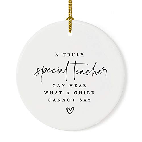 Round Ceramic Porcelain Christmas Tree Ornament for Teacher Thank You Appreciation Gift
