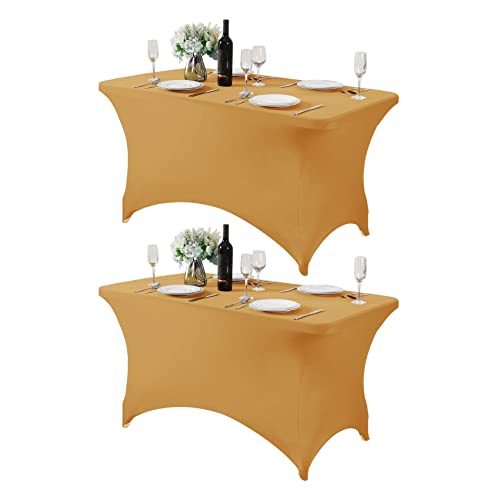 2Pack Spandex Table Cover for 4FT or 6ft or 8ft Table Universal Fitted Stretch Tablecloth for Party (2 Count)