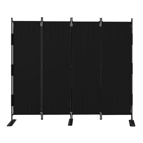 Room Divider 4 Panel Folding Screen 6ft Portable Wall Partition Room Divider with 3 Metal Feet