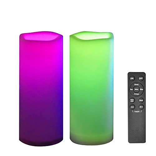Color Changing Outdoor Battery Operated Flameless Candles with Remote 2 PCS (2 Count)