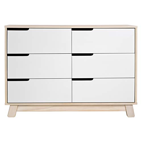 Hudson 6 Drawer Assembled Double Dresser in Washed Natural and White