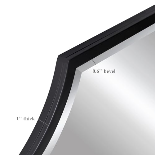 20"x28" Scalloped Black Bathroom Mirror for Wall Mount