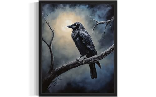 Crow under the Moonlight Poster Art Print