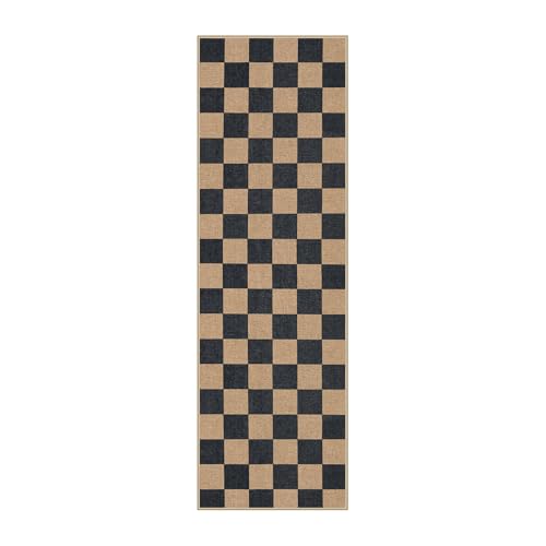 Checkered Easy Jute Kitchen Runner Rug