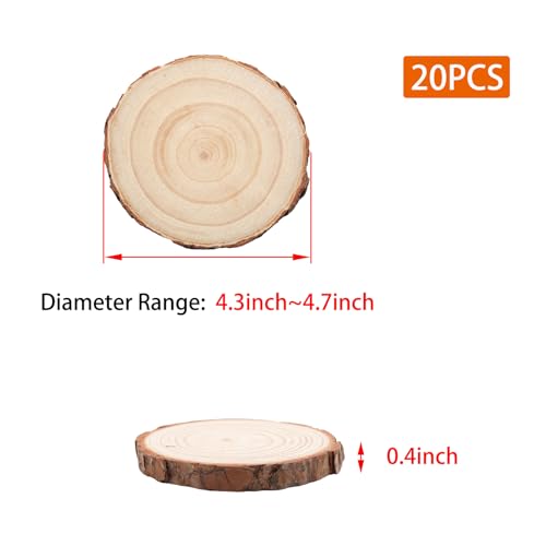 Natural Wood Slices for Wedding Decor (20 Count)