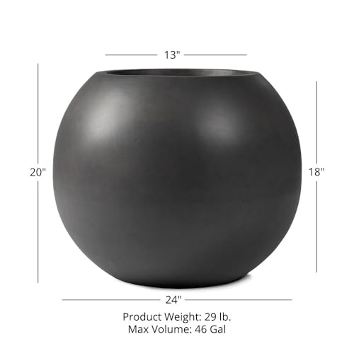 Ash & Ember 24" Round Sphere Charcoal Planter