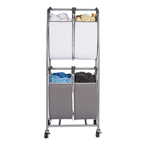 2 Tier Vertical Rolling Laundry Cart