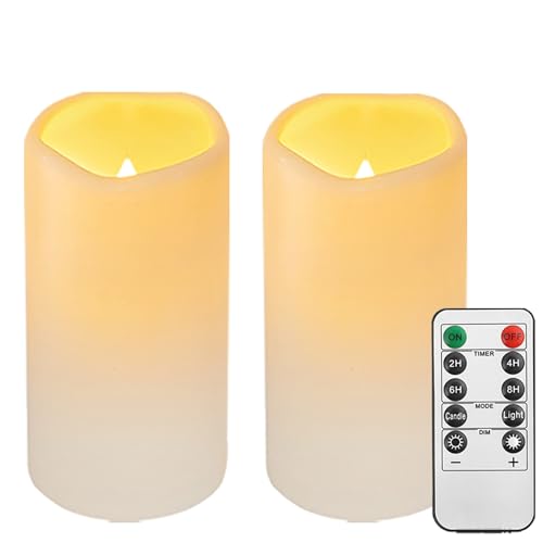 2PACK Outdoor Plastic flameless Candles with Remote Control and Timer (2 Count)