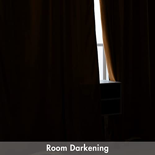 Gold Brown Blackout Velvet Curtains Drapes 90 Inch Long 52"x90" (2 Count)