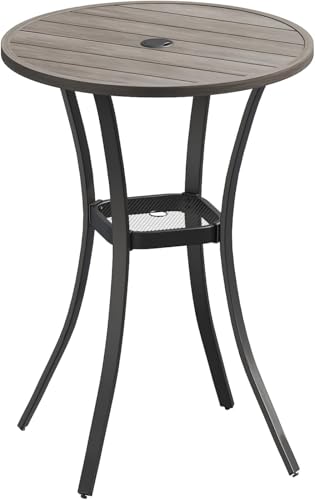 28" Round Outdoor Bar Table with Adjustable Umbrella Hole