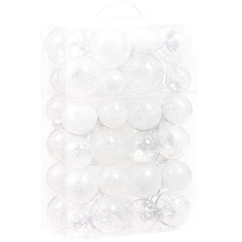 48 Pack Assorted Clear Christmas Ball Ornaments (48 Count)