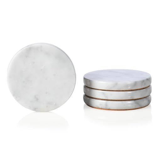 Real Natural Marble Coasters Set of 4 (4 Count)