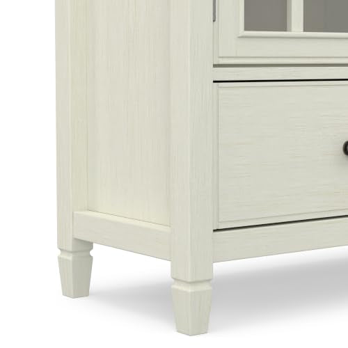 Connaught 46" Wide Solid Wood Tall Cabinet in Antique White