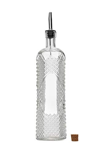 Large Clear Decorative Glass Bottle with Spout and Cork